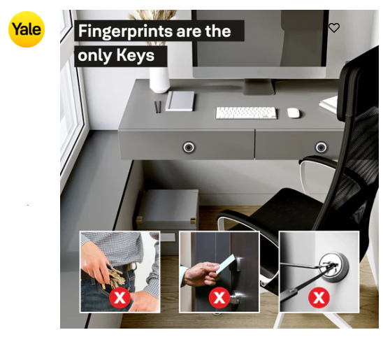 Yale Biometric Smart Premium Furniture Lock-Black